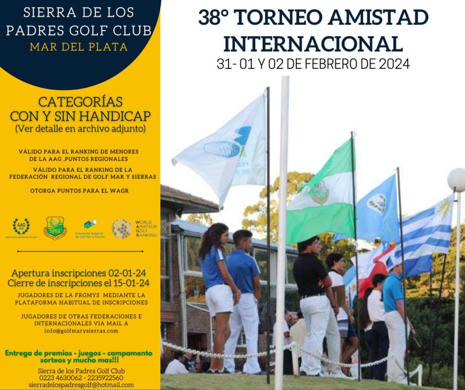 38° Torneo Amistad Internacional y 2° Fecha del Ranking de Menores Con y Sin Hcp.